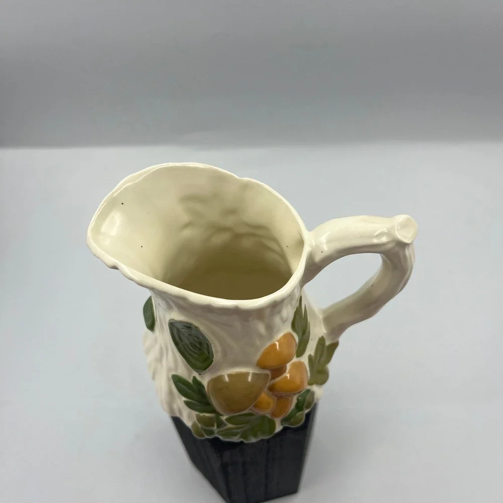 Vtg Ceramic Mushroom Toadstool CottageCore Mini Pitcher Creamer MCM Hand Painted